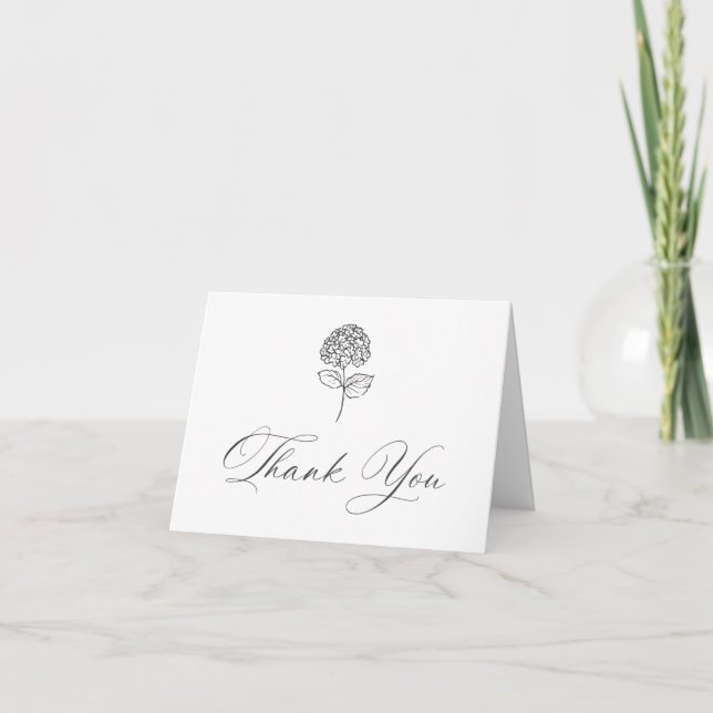 Classic Charcoal Hydrangea Photo Wedding Tack Kort (Framsida)