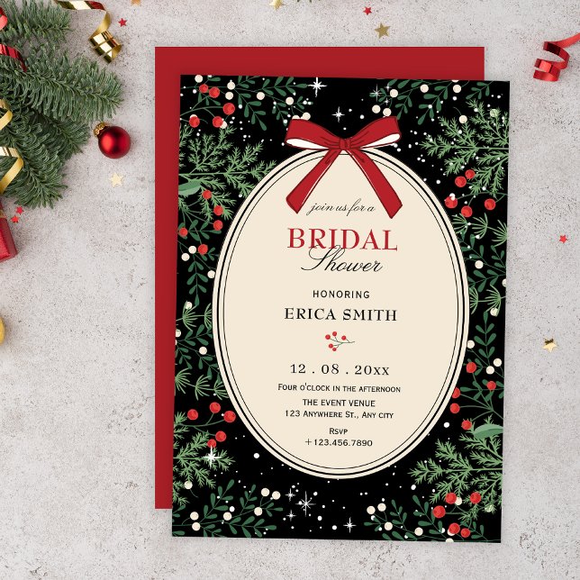 Classic cherry bow bridal shower inbjudningar (Skapare uppladdad)