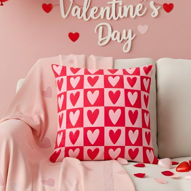 Classic Cherry Red Hearts Valentine Gift Kudde (Skapare uppladdad)