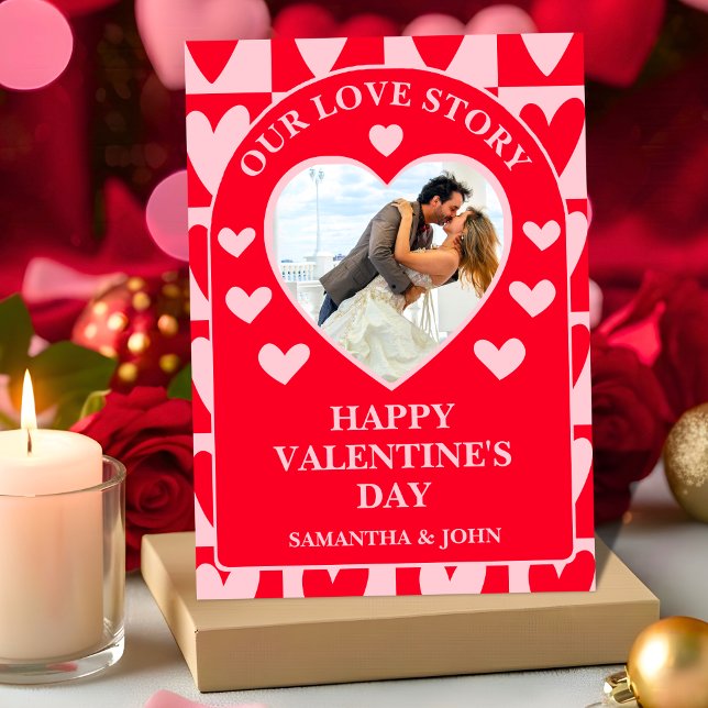 Classic Cherry Red Hearts Valentine’s Gift Photo Julkort (Skapare uppladdad)