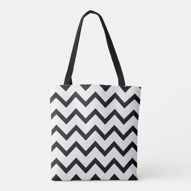 Classic Chevron Tote in Crisp White and Black Tygkasse (Baksida)