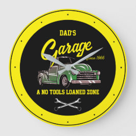 Classic Chevy Lastbil Garage Namn Black Gult Stor Klocka