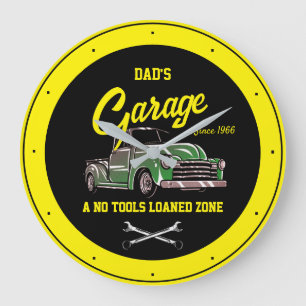 Classic Chevy Lastbil Garage Namn Black Gult Stor Klocka