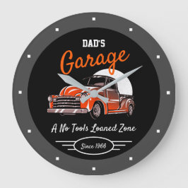 Classic Chevy Lastbil Garage Pappa Namn Black Stor Klocka
