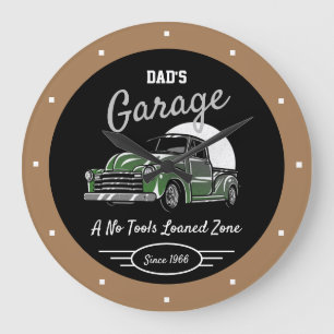 Classic Chevy Lastbil Garage Pappa som Namn Brown Stor Klocka