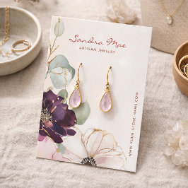 Classic Chic PurplFloral Gold Jewelry Display Card Visitkort
