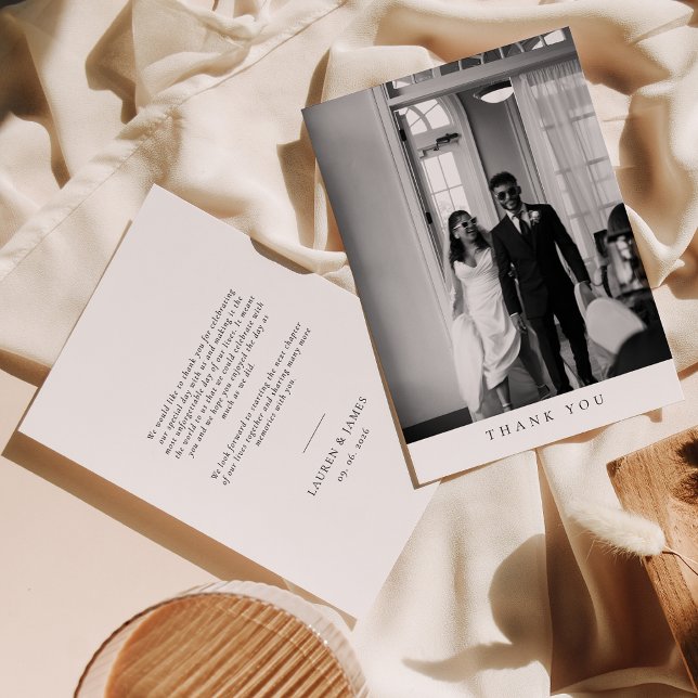 Classic Chic Wedding Photo Thank You Card Tack Kort (Skapare uppladdad)