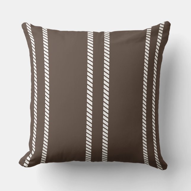 Classic Chocolate Brown with Stripes Throw Pillow Kudde (Framsida)