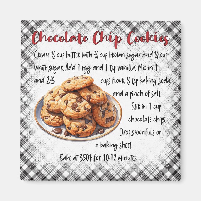 Classic Chocolate Chip Cookie Recipe Kitchen Decor Magnet (Framsidan)