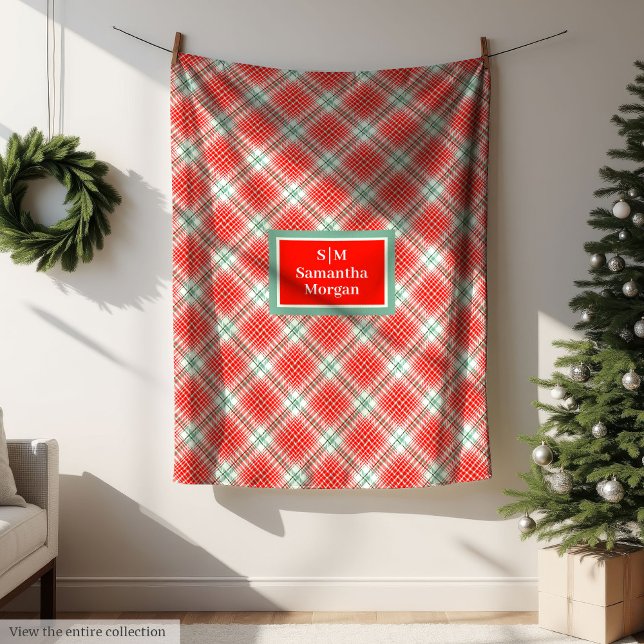 Classic Christmas Blanket Chic Monogram Style Fleecefilt (Classic Christmas Blanket Chic Monogram Style)
