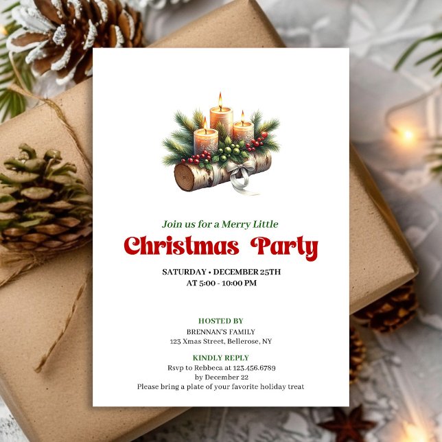 Classic Christmas Decoration Holly Berries Invite Inbjudningar (Classic Christmas Decoration Holly Berries Invite)