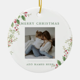 Classic Christmas Floral 2 Photos Julgransprydnad Keramik