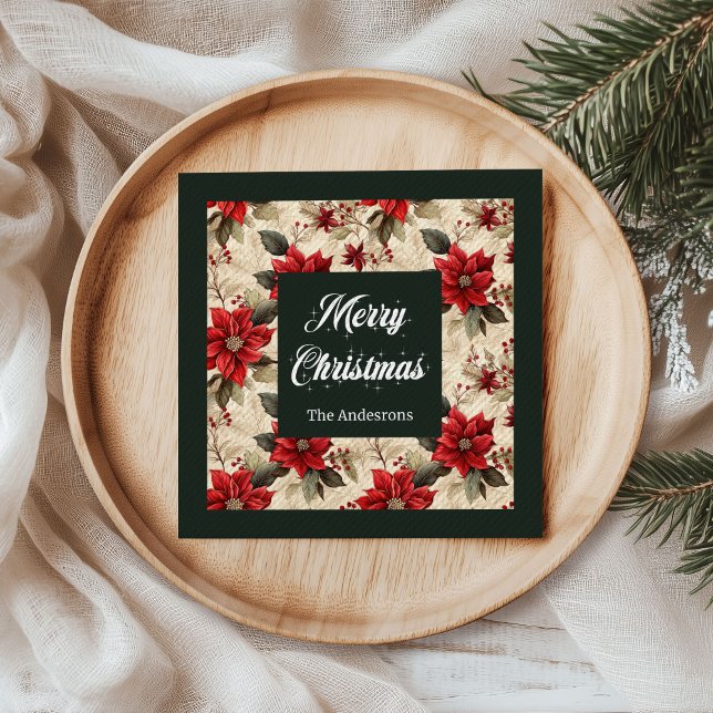 Classic Christmas Flowers Napkins Rustic Elegance Pappersservett (Classic Christmas Flowers Napkins Rustic Elegance)