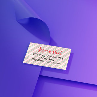 Classic Christmas Green Red White Stripes Returadress Etikett