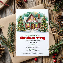 Classic christmas house invite playful lettering inbjudningar