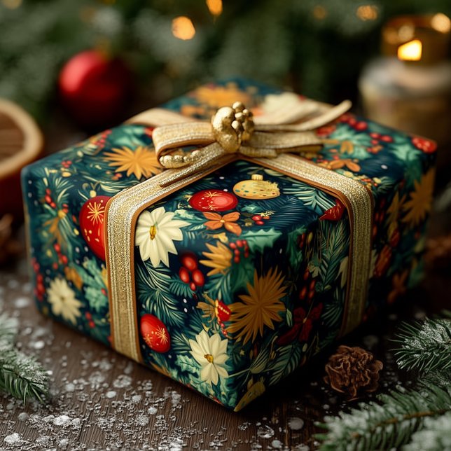 Classic Christmas Ornaments & Holiday Foliage Presentpapper (Skapare uppladdad)