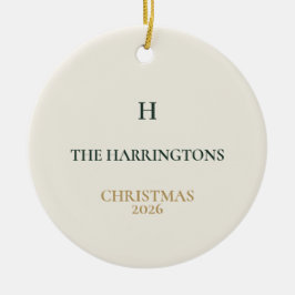 Classic Christmas Personalized Family Monogram Julgransprydnad Keramik