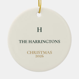 Classic Christmas Personalized Family Monogram Julgransprydnad Keramik