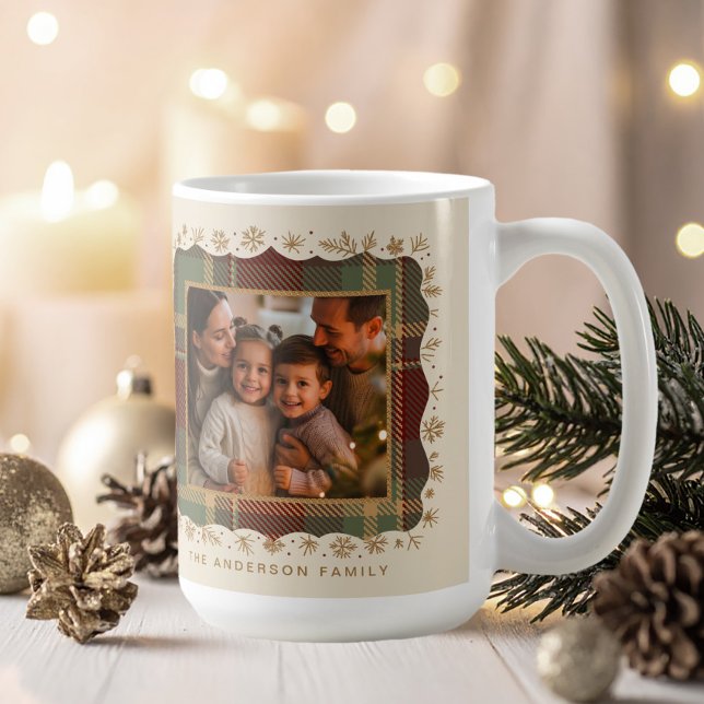 Classic Christmas Plaid Photo Template ID1141A Kaffemugg (Skapare uppladdad)