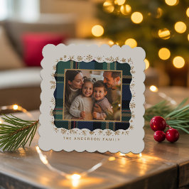 Classic Christmas Plaid Photo Template ID1141B Underlägg Papper