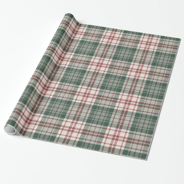 Classic Christmas Plaid - Red, Green, & Cream Presentpapper (Utrullad)