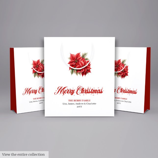 Classic Christmas Poinsettia Botanical Holiday Bag (Classic Christmas Poinsettia Botanical Holiday Bag)