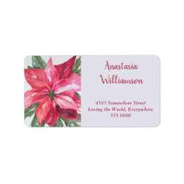 CLASSIC CHRISTMAS POINSETTIA FLOWER ADRESS ADRESSETIKETT
