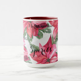 CLASSIC CHRISTMAS RED POINSETTIA FLOWER MUGG