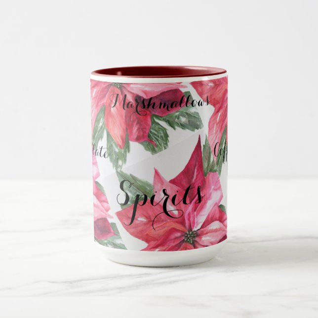 CLASSIC CHRISTMAS RED POINSETTIA FLOWER MUGG (Center)