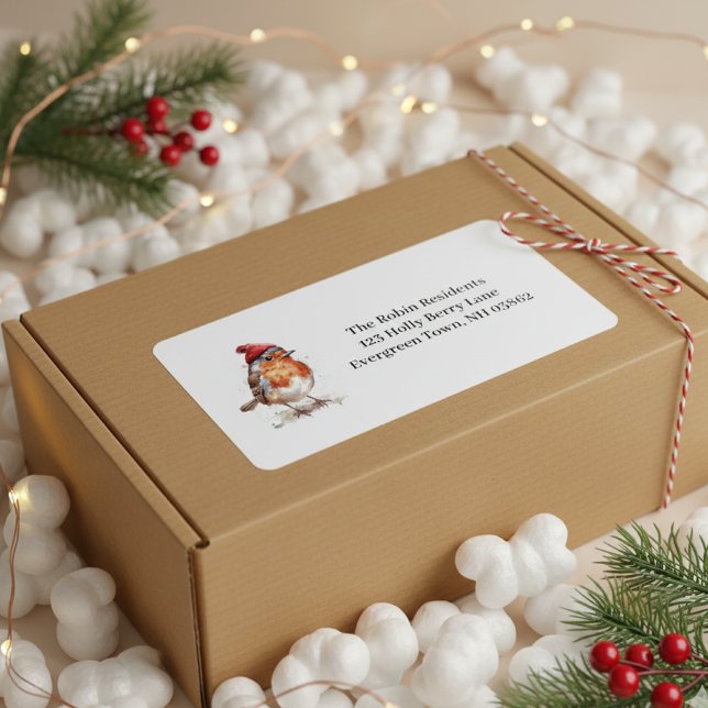 Classic Christmas Robin, custom  Adressetikett (Skapare uppladdad)