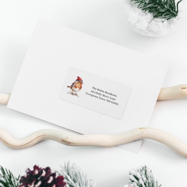 Classic Christmas Robin, custom  Adressetikett (Skapare uppladdad)