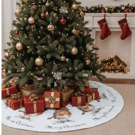 Classic Christmas Robin, custom  Julgransmatta Borstad Polyester