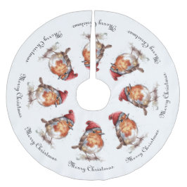 Classic Christmas Robin, custom Julgransmatta Borstad Polyester