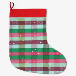Classic Christmas Stripes Pattern Stor Julstrumpa