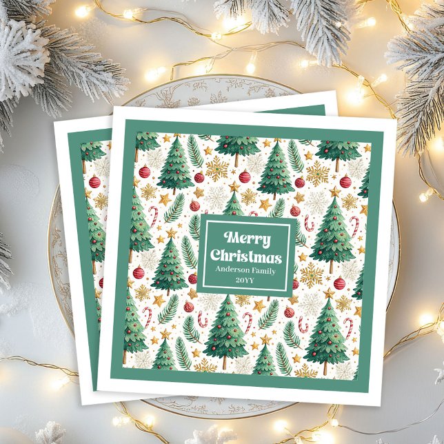 Classic Christmas Trees Candy Cane Party Napkins Pappersservett (Classic Christmas Trees Candy Cane Party Napkins)