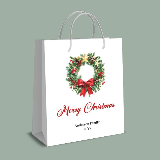 Classic Christmas wreath gift bag custom lettering (Classic Christmas wreath gift bag custom lettering

)
