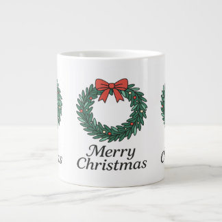 Classic Christmas Wreath – Minimalist Merry Christ Jumbo Mugg