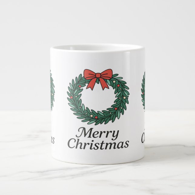 Classic Christmas Wreath – Minimalist Merry Christ Jumbo Mugg (Framsidan)