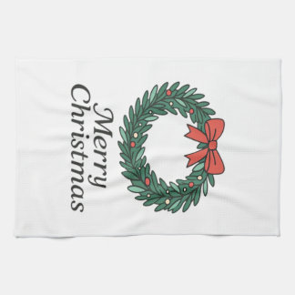 Classic Christmas Wreath – Minimalist Merry Christ Kökshandduk