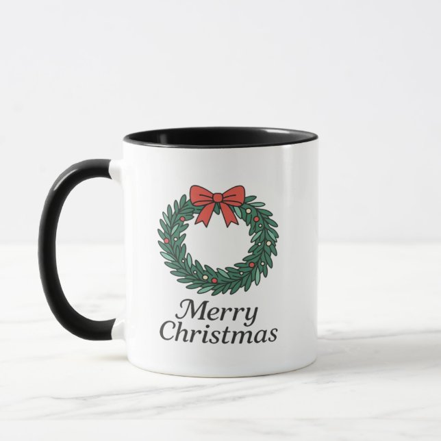Classic Christmas Wreath – Minimalist Merry Christ Mugg (Vänster)