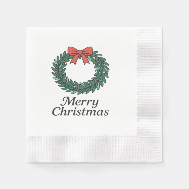 Classic Christmas Wreath – Minimalist Merry Christ Pappersservett (Framsidan)