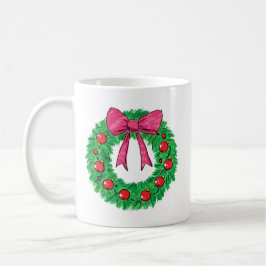 Classic Christmas Wreath with Bow Kaffemugg