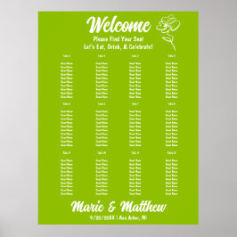 Classic Citrus Green Floral Wedding Seating Chart Poster