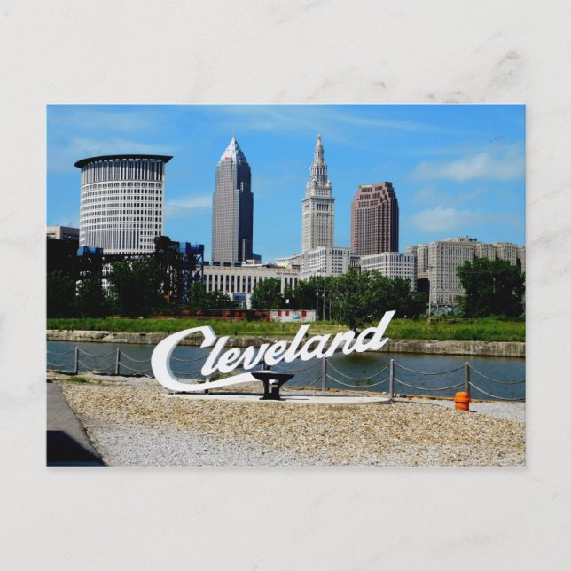 Classic Cleveland River Skyline Vykort (Framsida)
