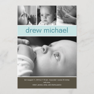 Classic Collage Baby Photo Birth Notice Meddelande