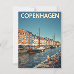Classic Copenhagen Nyhavn Harbour Vykort
