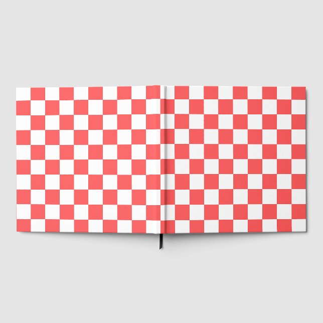 Classic coral red checkerboard gästböcker (Full)