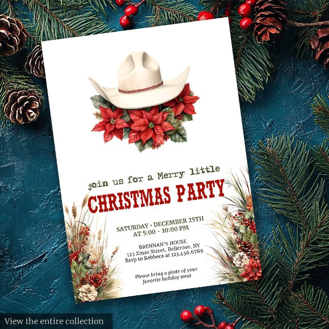 Classic Cowboy Country Christmas Invitation Inbjudningar (Classic Cowboy Country Christmas Invitation)
