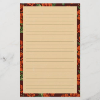 Classic Crimson Poppies Lined Brevpapper