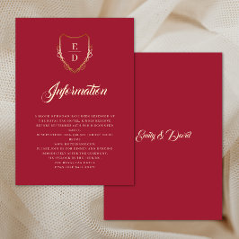 Classic Crimson Red Golden Monogram Luxury Tilläggskort